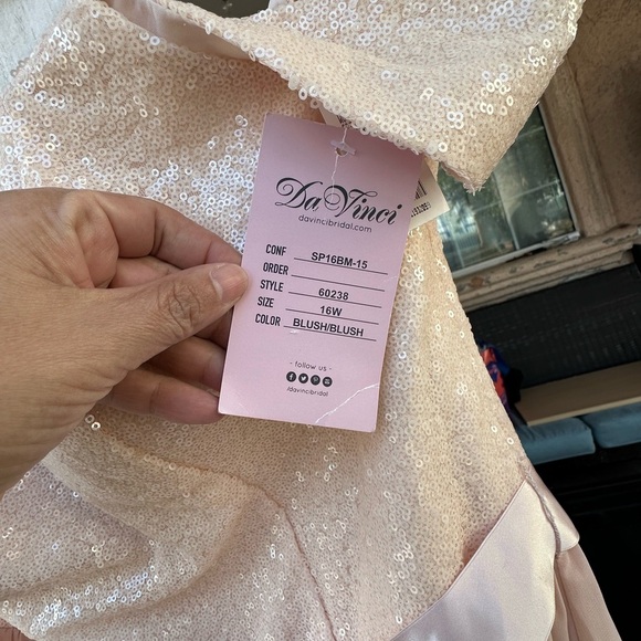 DA VINCI COCKTAIL PROM BRIDESMAIDS FORMAL DRESS BALL GOWN Size:16W Color:Blush - Picture 11 of 12